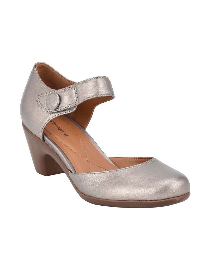 Women's Clarice Mary Jane Block Heel Dress Pumps Gray $53.46 Shoes