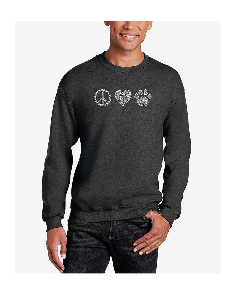 Men's Peace Love Cats Word Art Crew Neck Sweatshirt Gray $29.49 Sweatshirt