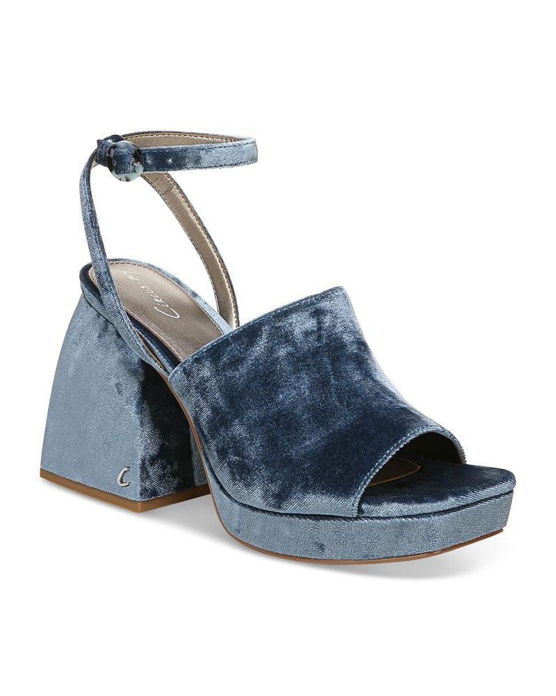 Miranda Two-Piece Platform Sandals Blue $53.46 Shoes