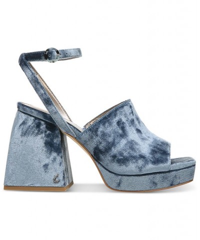 Miranda Two-Piece Platform Sandals Blue $53.46 Shoes