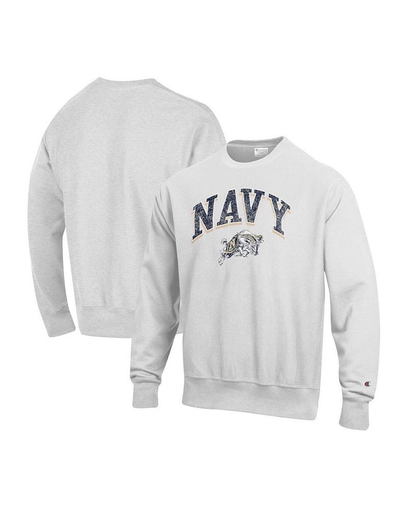 Men's Gray Navy Midshipmen Arch Over Logo Reverse Weave Pullover Sweatshirt $34.00 Sweatshirt