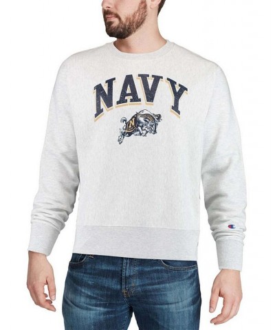 Men's Gray Navy Midshipmen Arch Over Logo Reverse Weave Pullover Sweatshirt $34.00 Sweatshirt