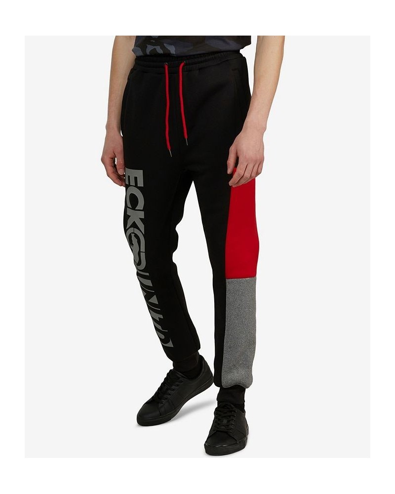 Men's Color Block Party Fleece Joggers Black $29.92 Pants