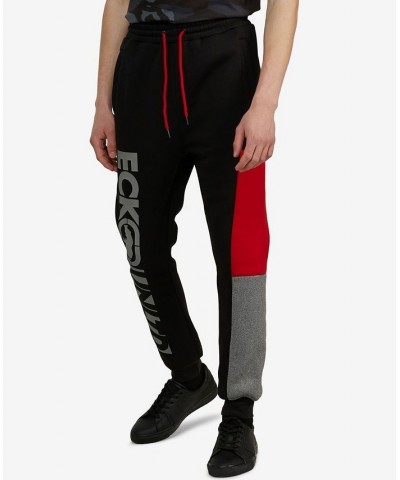 Men's Color Block Party Fleece Joggers Black $29.92 Pants