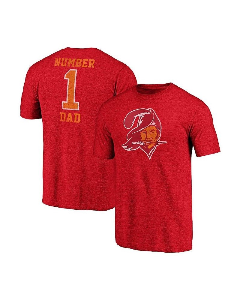 Men's Heather Red Tampa Bay Buccaneers Historic Logo Greatest Dad Tri-Blend T-shirt $15.17 T-Shirts