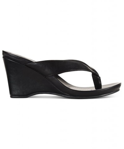 Chicklet Wedge Thong Sandals Black $24.99 Shoes