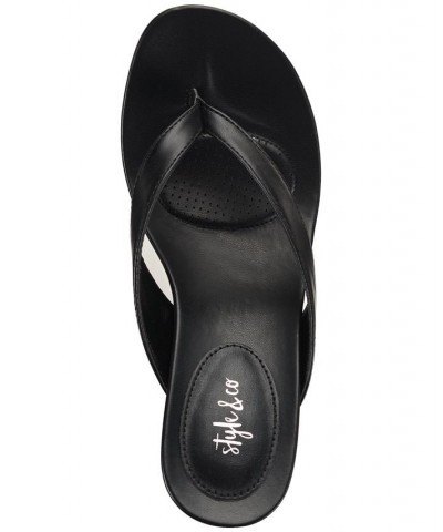 Chicklet Wedge Thong Sandals Black $24.99 Shoes