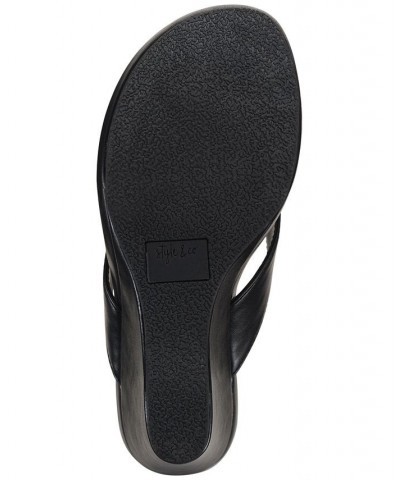 Chicklet Wedge Thong Sandals Black $24.99 Shoes