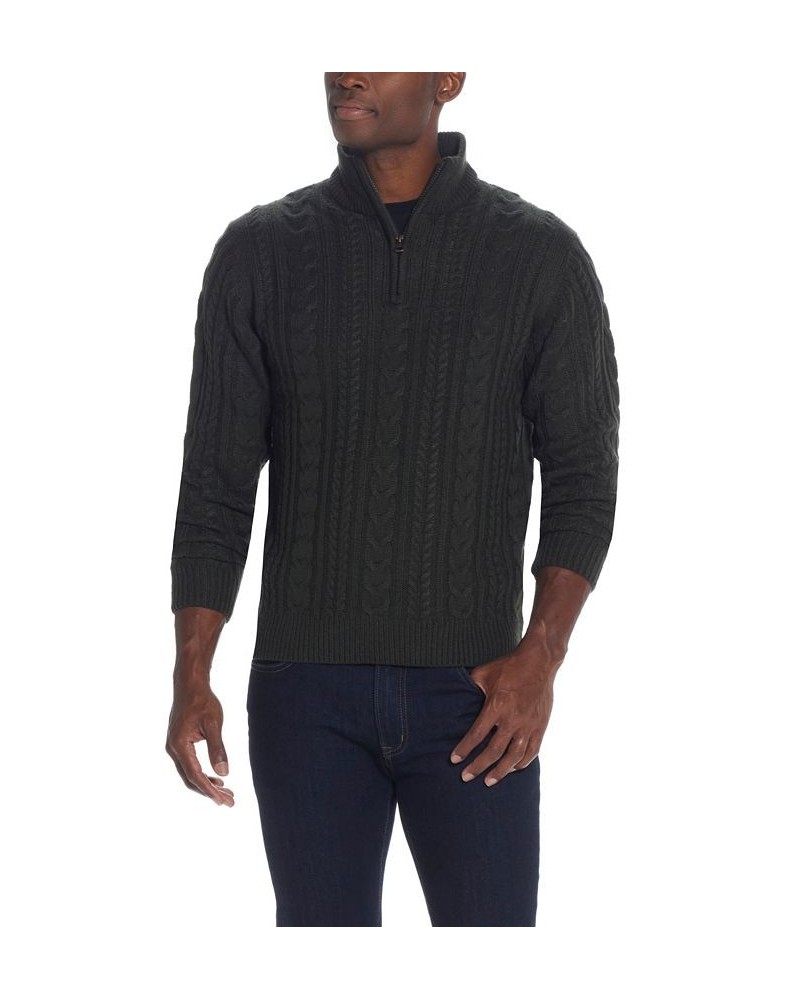 Men's Cable-Knit Quarter Zip Sweater Green $11.59 Sweaters