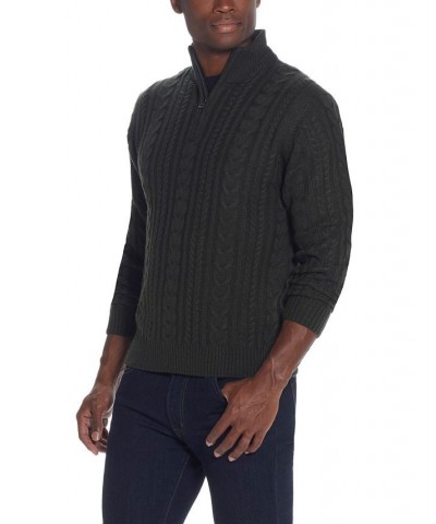 Men's Cable-Knit Quarter Zip Sweater Green $11.59 Sweaters