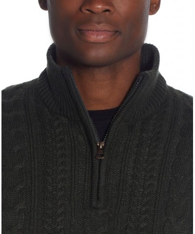 Men's Cable-Knit Quarter Zip Sweater Green $11.59 Sweaters