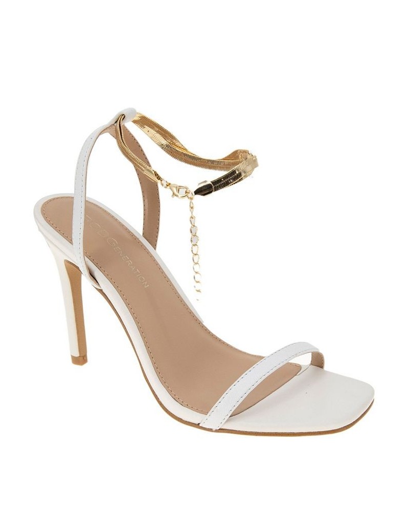 Women's Ignot Ankle Chain Sandal White $42.57 Shoes