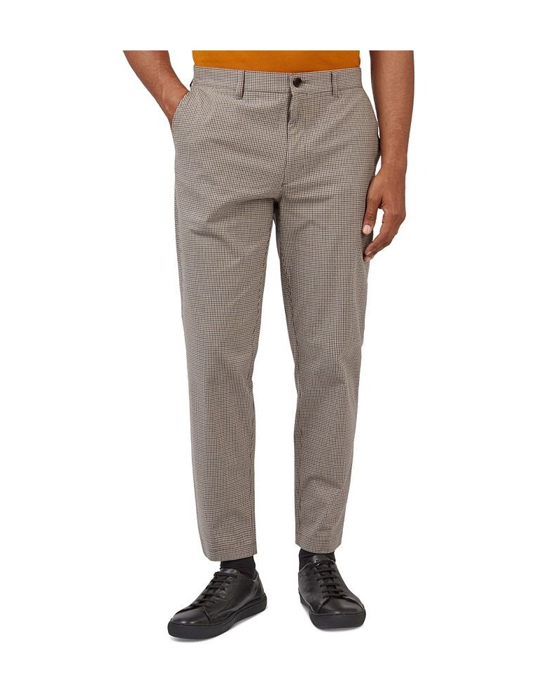 Men's Mini-Check Slim Taper Pants Brown $49.98 Pants