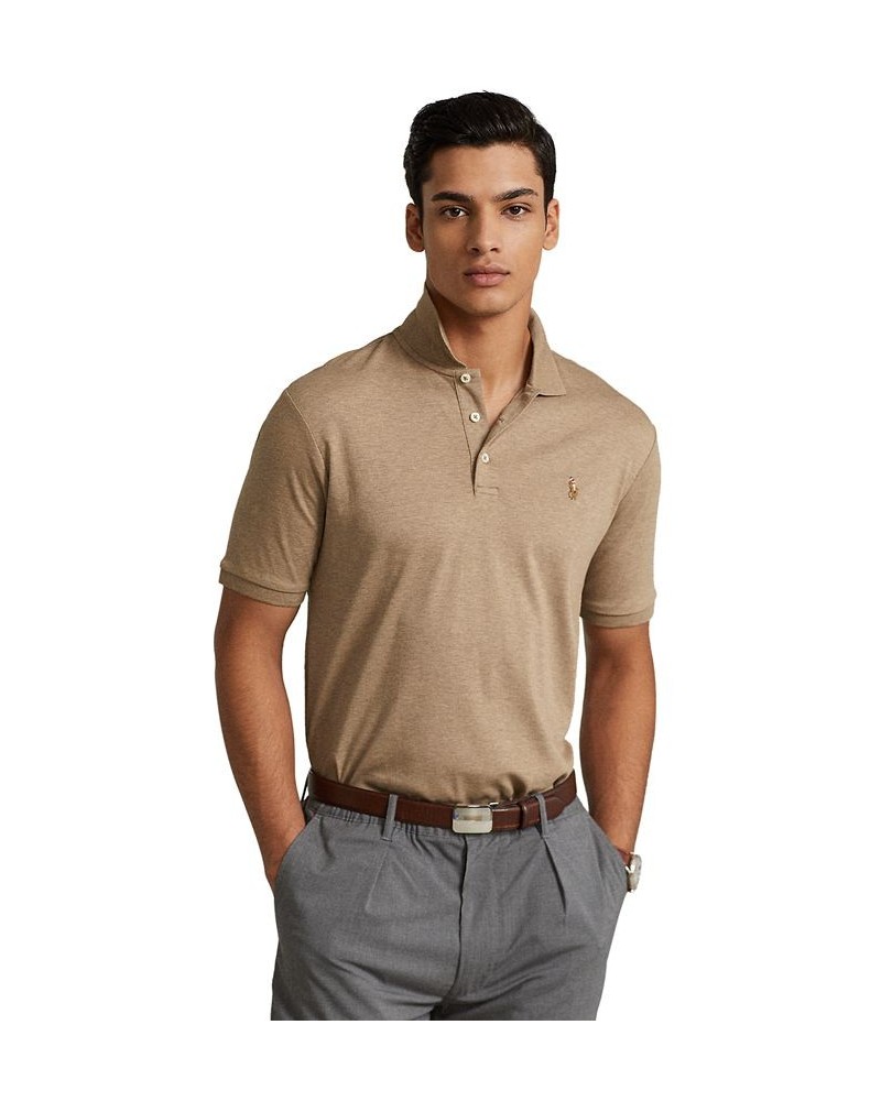 Men's Classic-Fit Soft Cotton Polo Shirt Brown $28.04 Polo Shirts