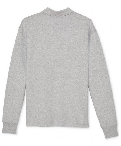 Men's Powerblend Classic-Fit Long-Sleeve Rugby Shirt Gray $22.80 Sweatshirt