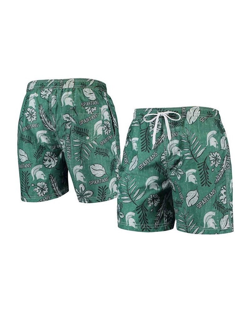 Men's Green Michigan State Spartans Vintage-Like Floral Swim Trunks $32.90 Swimsuits