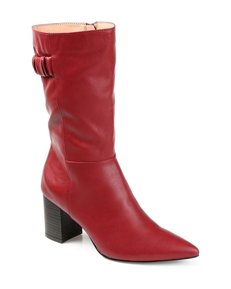 Women's Wilo Wide Calf Boots Red $52.80 Shoes