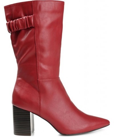 Women's Wilo Wide Calf Boots Red $52.80 Shoes