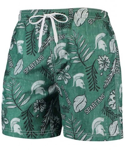 Men's Green Michigan State Spartans Vintage-Like Floral Swim Trunks $32.90 Swimsuits