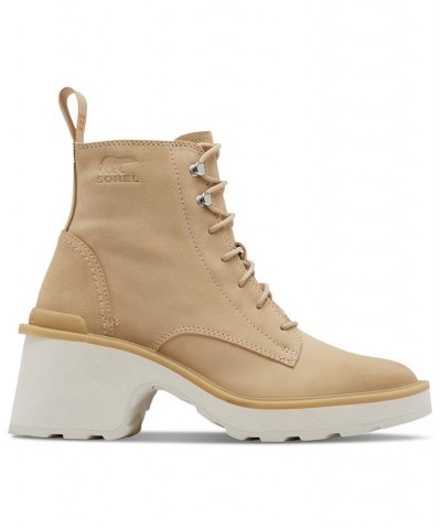 Women's Hi-Line Lace-Up Lug Combat Boots Brown $41.77 Shoes