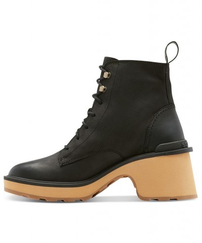 Women's Hi-Line Lace-Up Lug Combat Boots Brown $41.77 Shoes