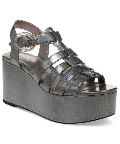 Golda Fisherman Platform Wedge Sandals Gray $44.55 Shoes