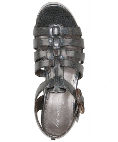 Golda Fisherman Platform Wedge Sandals Gray $44.55 Shoes