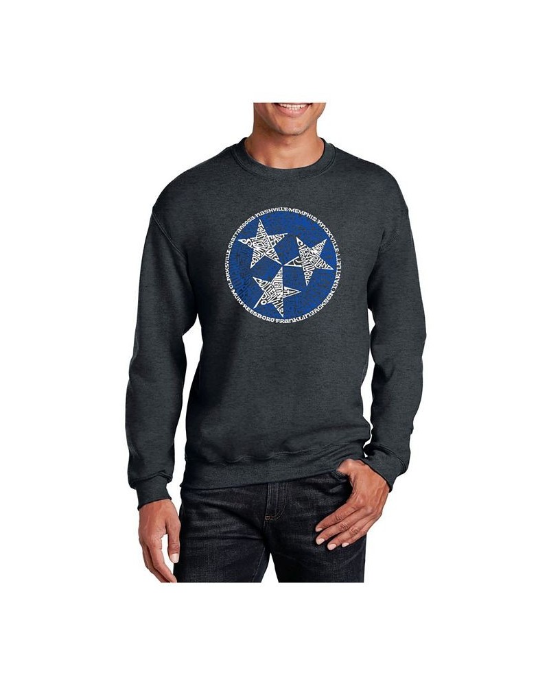 Men's Word Art Tennessee Tristar Crewneck Sweatshirt Gray $20.00 Sweatshirt