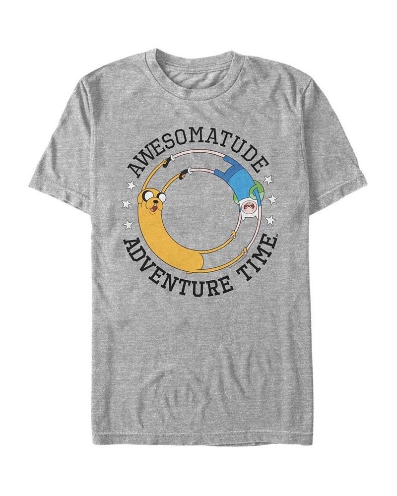 Men's Awesomatude Adventure Time Short Sleeve T- shirt Gray $15.40 T-Shirts