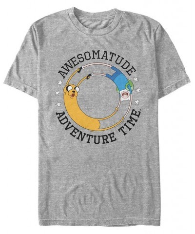 Men's Awesomatude Adventure Time Short Sleeve T- shirt Gray $15.40 T-Shirts