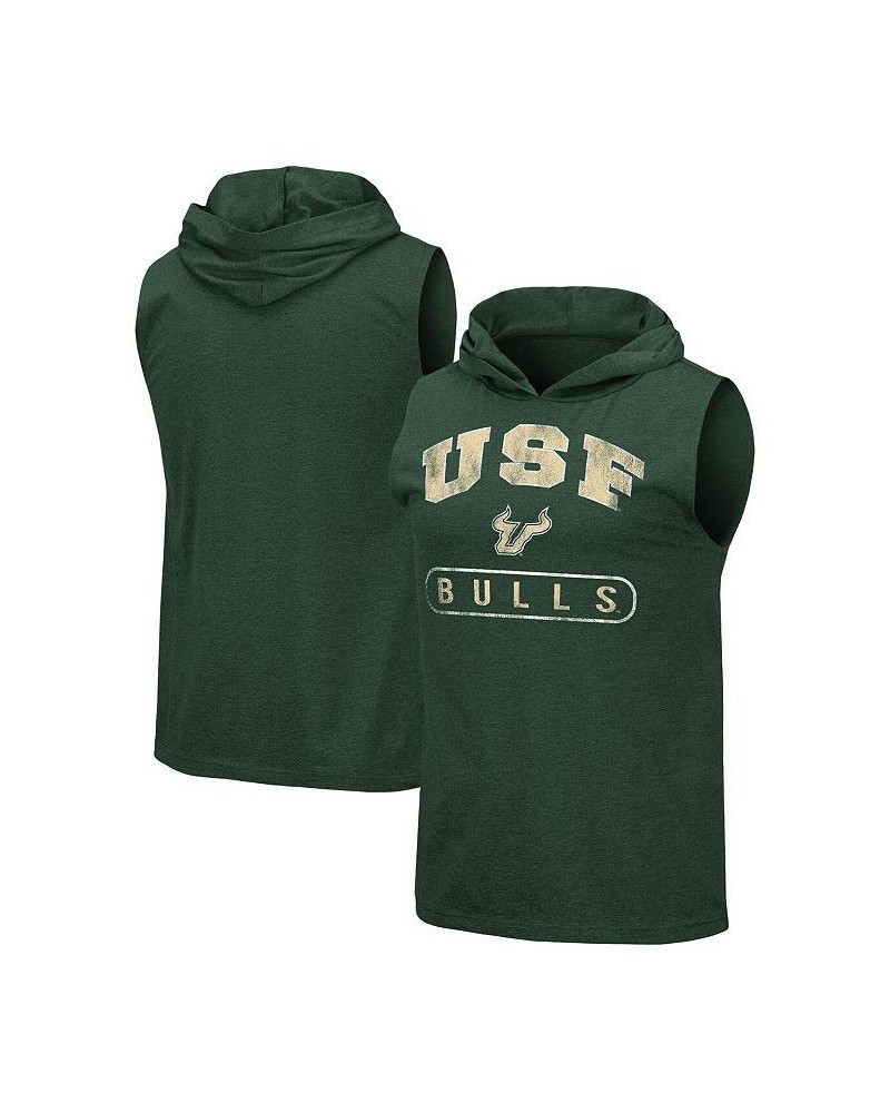 Men's Heathered Green South Florida Bulls Varsity Hoodie Tank Top $18.80 T-Shirts