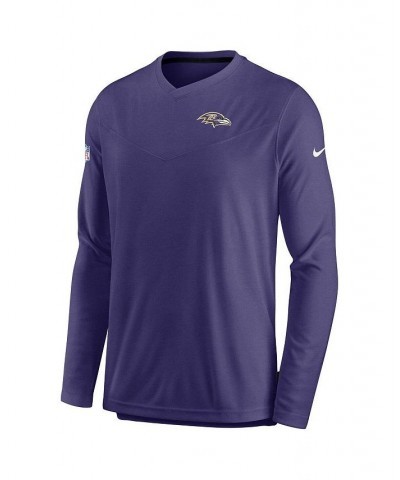 Men's Heathered Purple Baltimore Ravens 2022 Sideline Coach Chevron Lock Up Performance Long Sleeve T-shirt $29.40 T-Shirts