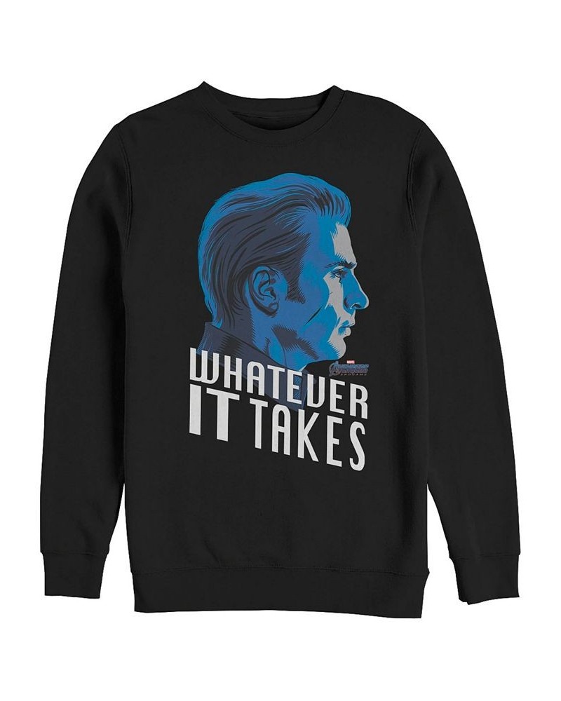 Marvel Men's Avengers Endgame Captain America Side View Whatever It Takes, Crewneck Fleece Black $31.89 Sweatshirt