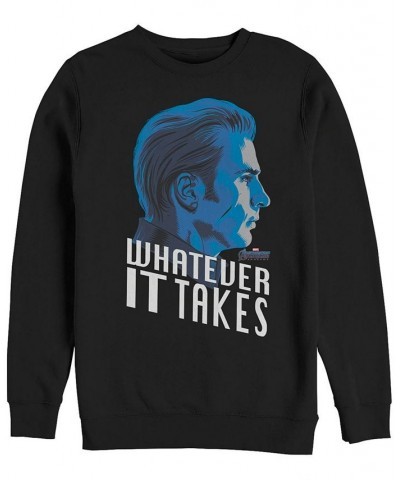 Marvel Men's Avengers Endgame Captain America Side View Whatever It Takes, Crewneck Fleece Black $31.89 Sweatshirt