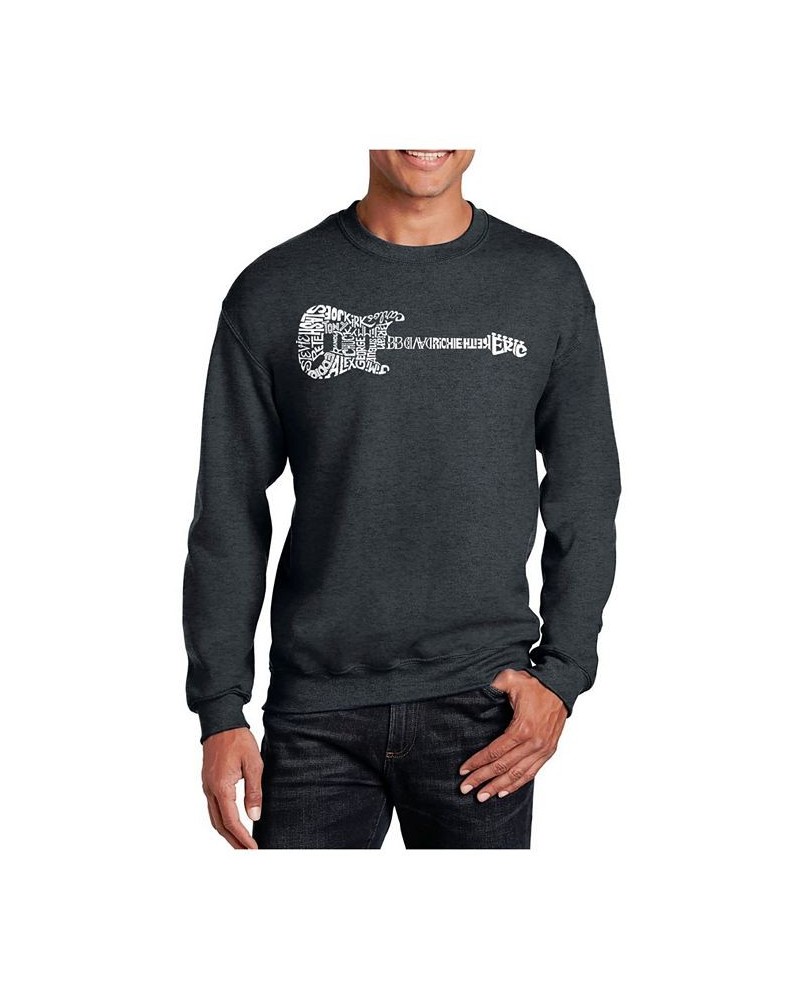 Men's Word Art Rock Guitar Crewneck Sweatshirt Gray $24.00 Sweatshirt