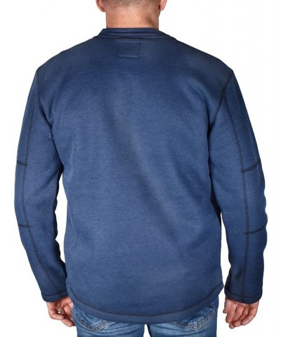 Men's Fleece Lined Rib Henley T-shirt Blue $31.80 T-Shirts