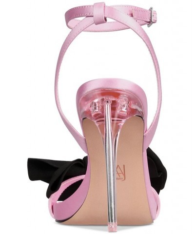 Women's Yahira Lucite Heel Bow Dress Sandals Pink $54.40 Shoes