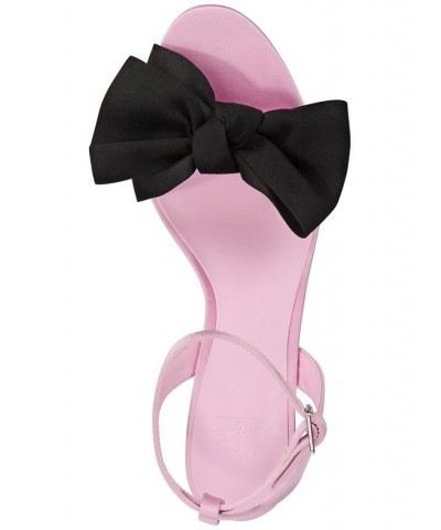 Women's Yahira Lucite Heel Bow Dress Sandals Pink $54.40 Shoes