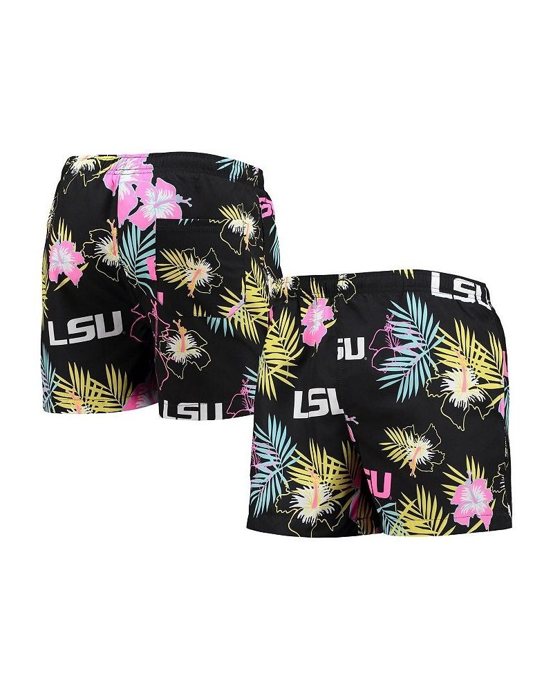 Men's Black LSU Tigers Neon Floral Swim Trunks $30.00 Swimsuits