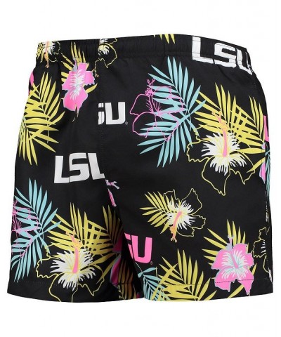 Men's Black LSU Tigers Neon Floral Swim Trunks $30.00 Swimsuits