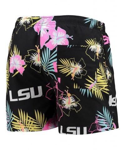 Men's Black LSU Tigers Neon Floral Swim Trunks $30.00 Swimsuits