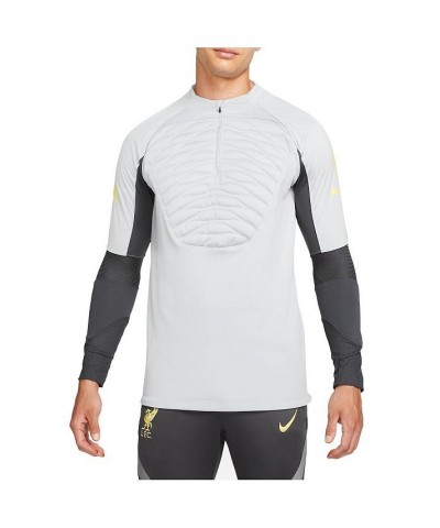 Men's Gray Liverpool Strike Drill Performance Raglan Quarter-Zip Jacket $36.30 Jackets