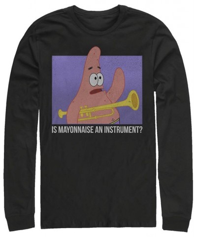 Men's Spongebob Squarepants Mayonnaise Long Sleeve Crew Tee Black $22.39 T-Shirts