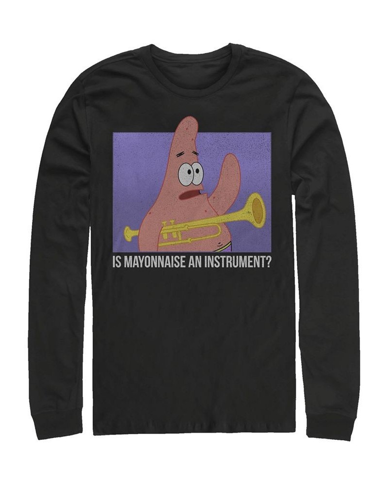 Men's Spongebob Squarepants Mayonnaise Long Sleeve Crew Tee Black $22.39 T-Shirts