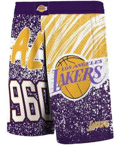 Men's Purple Los Angeles Lakers Hardwood Classics Jumbotron Sublimated Shorts $30.38 Shorts