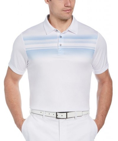 Men's Blurred Chest Stripe Golf Polo White $22.88 Polo Shirts