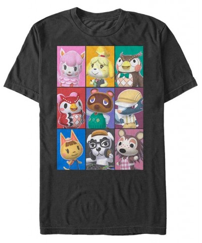 Men's Nintendo Animal Crossing Towns Folk Yearbook Photo Style Poster Short Sleeve T-shirt Black $15.05 T-Shirts