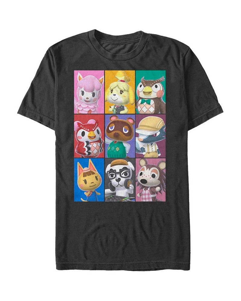 Men's Nintendo Animal Crossing Towns Folk Yearbook Photo Style Poster Short Sleeve T-shirt Black $15.05 T-Shirts