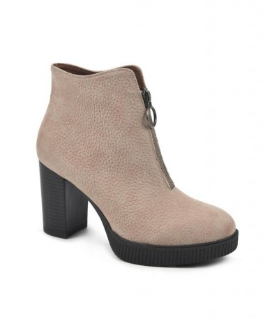 Women's Thoughtful Heeled Ankle Booties Tan/Beige $22.47 Shoes