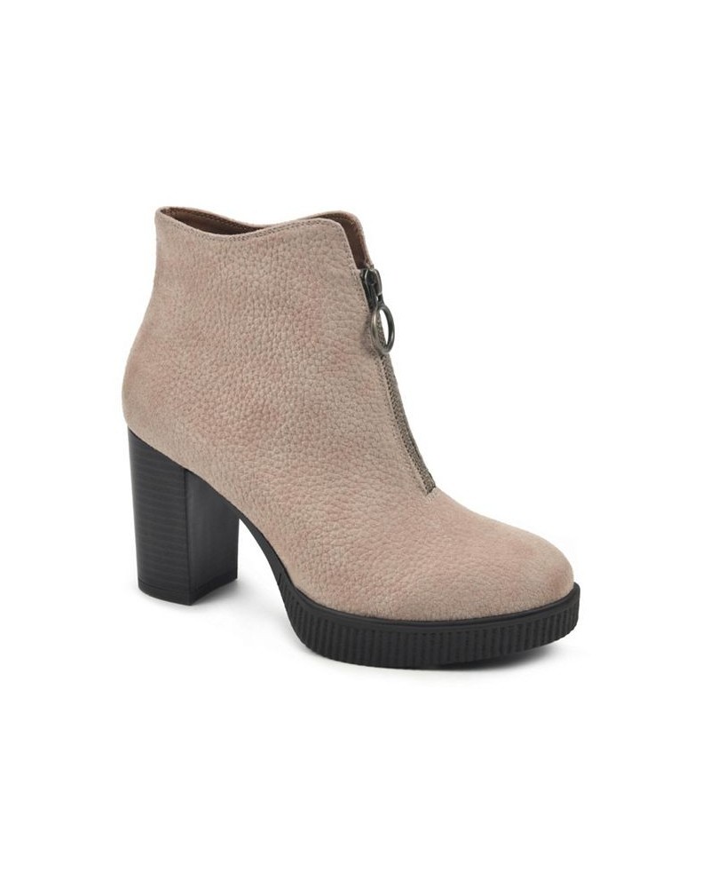 Women's Thoughtful Heeled Ankle Booties Tan/Beige $22.47 Shoes